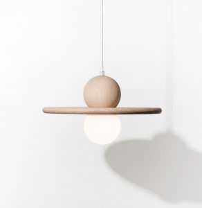 lampe nebuleuse suspension en bois massif fabriquée en France