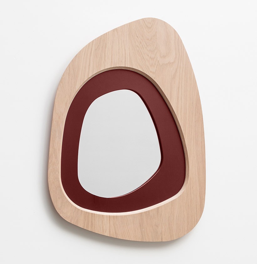 miroir galet rond design rouge citadelle