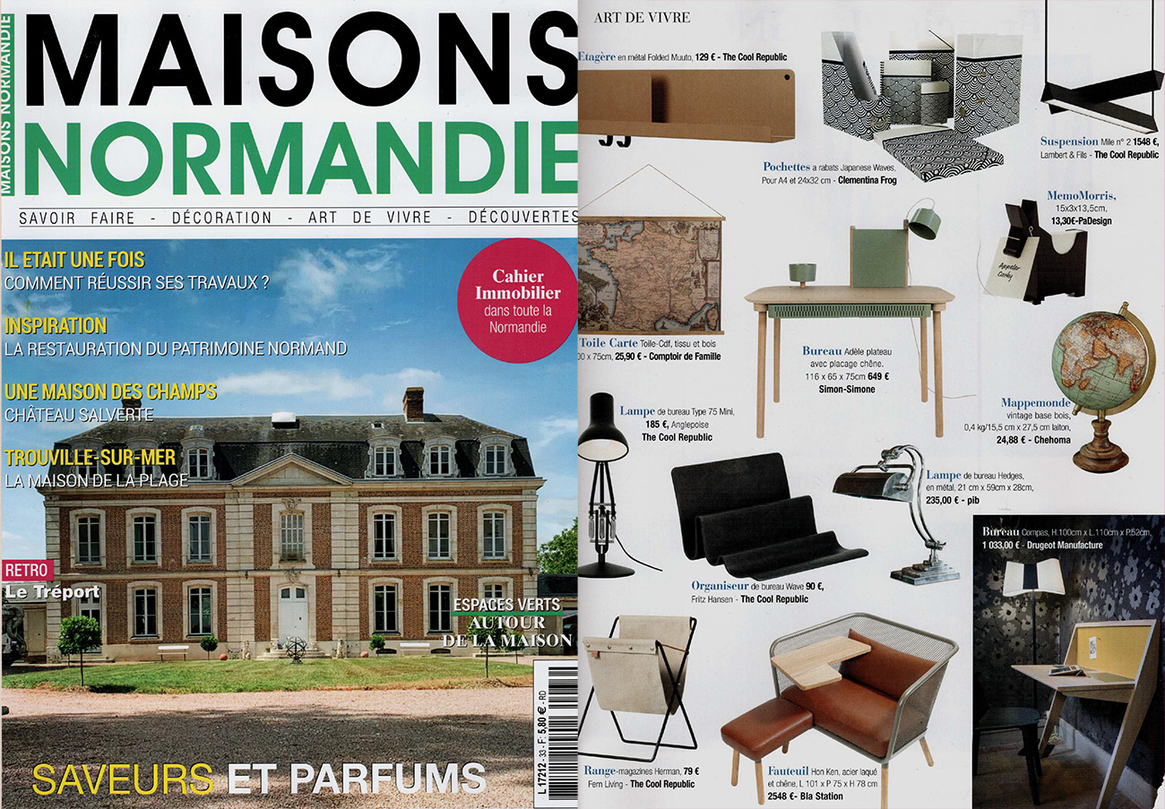 Parution article magazine Maison Normandie sélection de bureaux design tendances en bois